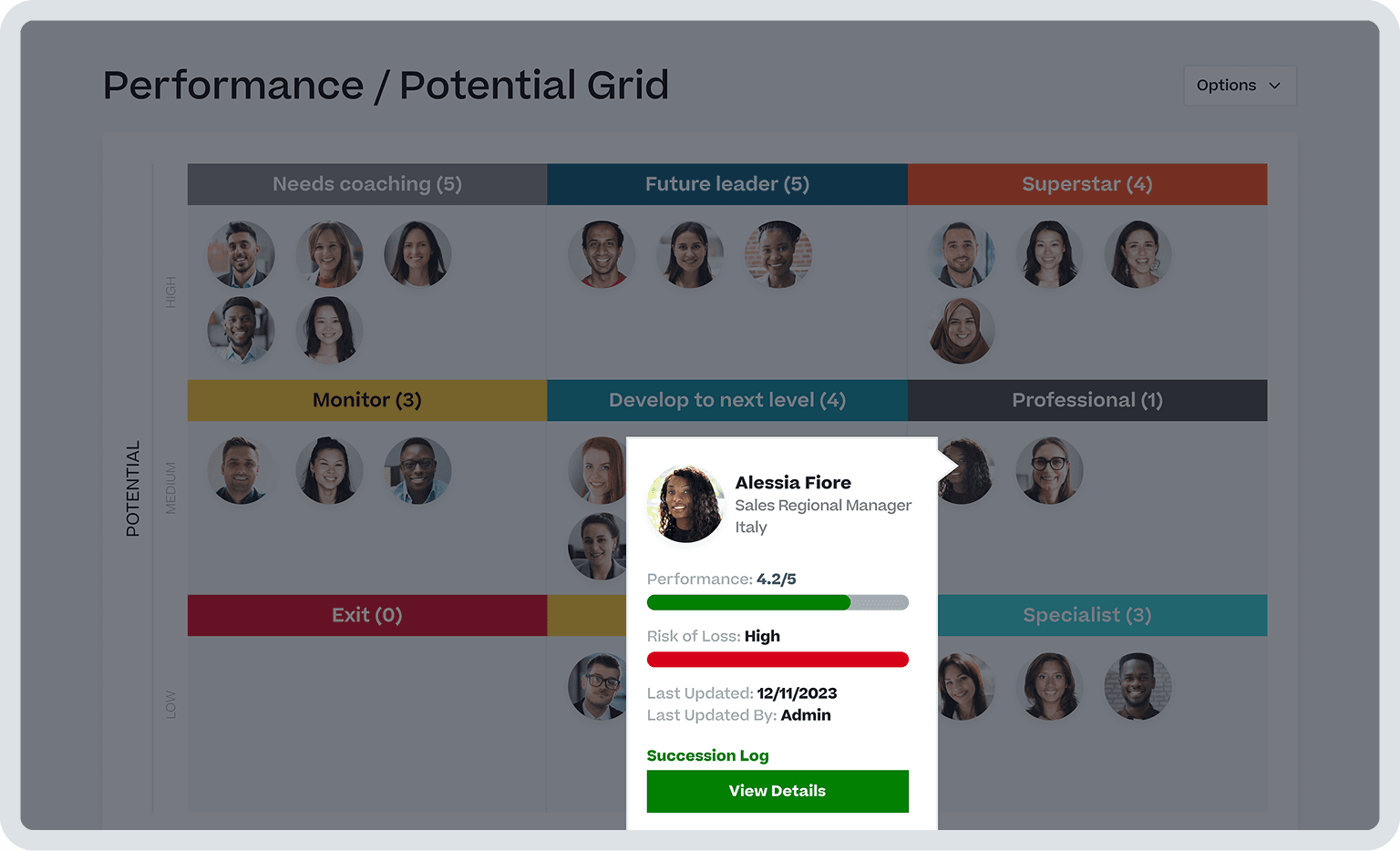Captura de tela dos percursos de carreira e da mobilidade na Cornerstone.